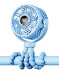 Bearwind Rechargeable Pram Fan - 4-Speed LED Night Light Baby Fan | Detachable Tripod & Buggy Clip | Stroller for Pushchair, Car Seat, Crib, Bed, Office Travel (Blue)