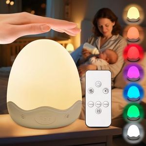 COOLNIGHT Nachtlicht Kinder, Stilllicht Touch Dimmbar mit 10 Helligkeit 10 Farben, 3600mAh+Timer+Fernbedienung LED Nachtlicht Baby, Tragbar & USB Aufladbar & Kabellos Nachttischlampe, Baby Geschenke