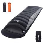 QEZER Down Sleeping Bag for Adults 600 Fill Power Cold Weather Sleeping Bag Ultralight Sleeping Bag for Backpacking, Camping, Hiking (800g Down-Grey)