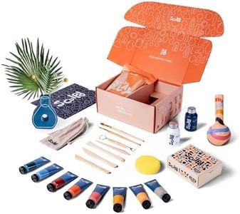 Sculpd Pottery Starter Kit - Complete Air Dry Clay + Painting Beginner Set for 2 Adults: Includes Sculpting Tools, Acrylic Paint, Brushes, Easy Guide, Video Tutorial & More - Date Night Crafts Gift