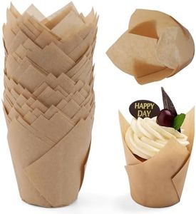 200pcs Tulip Cupcake Liners, Standard Greaseproof Paper Baking Cups Muffin Liners Holders Perfect for Bridal Showers, Baby Showers, Birthday Parties, Banquets, and Catering Events (natural )