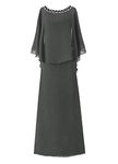 H.S.D Women's Cloak Flutter Sleeve Full Length Mother of The Bride Dress Steel Grey