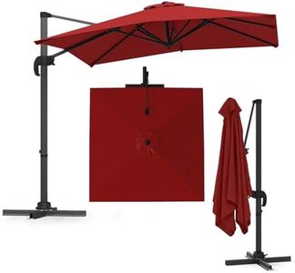 GOPLUS Parasol de Jardin Exterieur, Parasol Déporté avec 5 Inclinaisons Réglables, Rotation à 360°, 8 Baleines, Protection Solaire, 2,5 M Parasol Inclinable pour Balcon Patio Marché (Rouge)