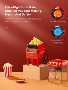 Cozeemax 1200W Popcorn Maker – Red Electric Hot Air Popper