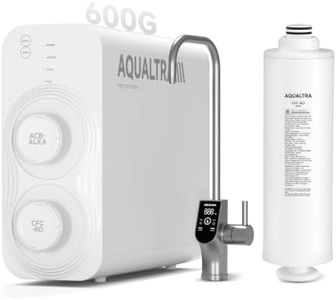 AQUALTRA USF-AR-600 Tankless Reverse Osmosis System + CFC-RO-600G RO Filters Replacement, NSF/ANSI/CAN 372 Certified, 600GPD, 3:1 Pure to Drain, Smart LED Faucet