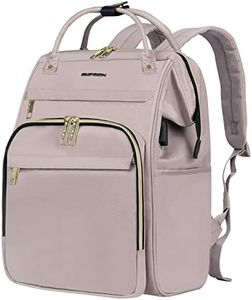 EMPSIGN 15.6-16.2 Inch Laptop Backpack for Women Water Repellent Back Pack with USB Port & RFID Blocking, Casual Light Weight College Student Book Bag for Travel School Work/Light Dusty Pink