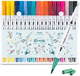 Ohuhu Brush Pen 36 Colors Sketch Pen Set for Artists No Bleeding Water-based Dual Tips Fineliner & Brush Drawing Pens Art Marker for Kids Adults Sketching Calligraphy Journal School - Maui - White