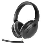 Avantree Aria Bluetooth 5.0 Active Noise Cancelling Headphones Headset for Music & Calls, Boom Microphone, 35H, Over Ear Wireless & Wired 2-in-1 for Phone PC Computer Laptop Office