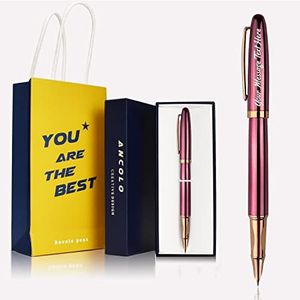 Ancolo Personalized Fountain Pen - Medium Point Nib - Writing Set with Gift Pen Box - Engraved with Your Name/Message/Phone Number - Nice Gift for Men Women