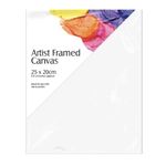 Blank Framed Canvas Panel, Pre-Stretched 100% Cotton for Artists Painting with Acrylic Oil or Water Based Double Primed Frame Boards (Framed Canvas 25cm x 20cm)