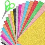 Glitter Cardstock Paper, 20 Sheets 10 Color Sparkly Shinny Craft Sheets A4 Glitter Paper for Crafts DIY Party Graduation Decor, Includes Children Safety Scissors(Multi Color)