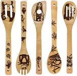 5-Pcs Wooden Bamboo Spoons Set, Lilo Premium Quality Cartoon Spoons Wooden Utensil Set,Fun Kitchen Cookware Set Accessories Gifts Idea for Housewarming Birthday Anniversary (Nightmare2-5Piece)