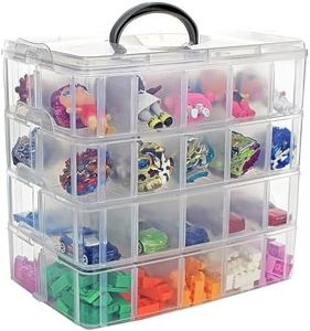 Bins & Things Clear 4-Tier Stackable Storage Containers with lids - 40 Adjustable Compartments for Craft Organizers - Storage Box for Jewelry, Kids Toys, Makeup Box and Sewing Supplies - Large