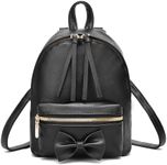 I IHAYNER Bowknot Mini Backpack Purse with Tassels Cute Small Backpack for Women Leather Little Bag Shoulder Bag for Ladies Black