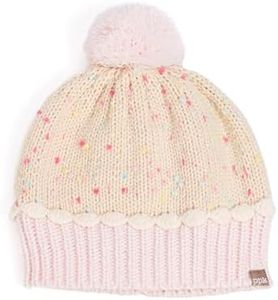 Cupcake Shaped Knit Beanie Hat for Girls 6-12 Years, Premium Quality, Warm Fleece-Lined, Cute Design Winter Essential, Pastel Pink