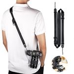 JJC Camera Shoulder Strap Quick Release Sling Strap for Canon Sony Nikon Fuji Mirrorless Cameras, Adjustable Camera Neck Belt Cross Body Strap with Quick Release Plate, Load Capacity 176lbs (BLACK)