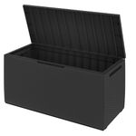 Deuba® Capri 310 Litre Rattan Effect Garden Storage Box by KETER | 123x53x58cm Bench With 240kg Capacity | Lockable Cushion Organiser | Chest With Wheels Rollers | UV Resistant | Anthracite