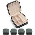 TRODANCE Mini Jewelry Travel Case,Small Travel Jewelry Organizer, Portable Jewelry Box Travel Mini Storage Organizer Portable Display Storage Box For Rings Earrings Necklaces (Black-4pcs)