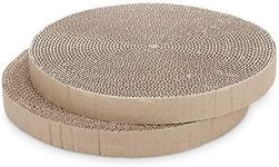 Navaris Cardboard Cat Scratcher Boards (Pack of 2) - Round 34cm Diameter - Replacement Scratching Pads Cardboard Cat Scratcher Bed 52414