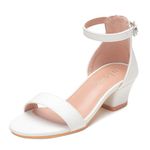 FOGOIN Girls Sandals Party Shoes Low Heels Open Toe Princess Sandal Ankle Strap Dress up Glitter Wedding Shoe for Little Big Kid Summer