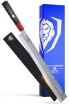 DALSTRONG Slicing & Carving Knife - 12 inch Slicer - Ronin Series - Double Bevel Blade Razor Sharp - Japanese AUS-10V Super Steel - Damascus - G10 Handle Kitchen Knife - Black Acacia Wood Sheath