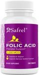 Safrel Folic Acid 1000 mcg (1 mg) - Vitamin B9-240 Tablets, Essential Prenatal and Postnatal Vitamin for Fetal Development, Red Blood Cell Production, Cell and Neural Development | Non-GMO, Vegan