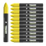 Tracer Construction Lumber Crayon Markers, Pack of 12 - Yellow. 12 x Yellow Multi Surface Marking Crayons