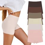 SHARICCA BoyShorts Panties for Women Seamless Soft Boy Shorts Underwear Short Boxer Briefs Anti Chafing Multiple Pack, (6 Pack) Brown and Pink, Small