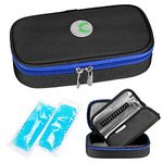 YOUSHARES Insulin Cooler Travel Case - Medication Diabetic Insulated Organizer Portable Cooling Bag for Insulin Pen and Diabetic Supplies with 2 Cooler Ice Pack (Black)