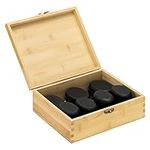 Navaris Hot Massage Stones - Set of 18 - Warmer Rocks Kit with 12 Medium Stones for Hands & Arms and 6 Large Stones for Back & Legs in Bamboo Box