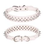 Serijoars Spiked Dog Collar Soft Pu Leather Mushrooms Rivet Spike Studded Dog Collar Adjustable Puppy Collars (S, White)