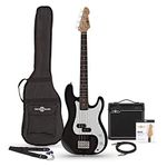 LA Short Scale Bass Guitar + 15W Amp Pack, Black