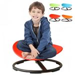 Kids Swivel Chair, Spin Sensory Chair, Metal Base, Non-Slip Design, Sensory Spin Chair Improve Physical Coordination and Spin Relief of Motion Sickness (Red)