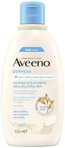 Aveeno Dermexa Daily Emollient Body Wash, With Soothing Oat Complex and Ceramides, Suitable For Sensitive Skin, Soothes & Protects Very Dry Itchy Skin, Unscented, Soap Free, 300ml