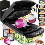 Fullstar Vegetable Chopper & Mandoline Slicer - Julienne Cutter Dicer Grater for Food Veggie Onion Cucumber Tomato Salad Potato Cheese - Kitchen Essentials & Gadgets (PRO 8-in-1, Black)