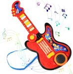 Kid Guitar, 4 in 1 Toddlers Guitar and Piano Guitar for Kids 3-5 with Strap Guitar for Toddlers 2-4 with Lullaby Projector Drum Toy Guitar for Kids Toy Toddler Guitar for 3 4 5 Year Old Boy Girl Gift