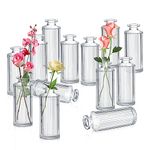 Vyuwast 12 Pack Bud Vases, Clear Glass Bottle Vases Small Vases Tall Decorative Vase Fillers for Centerpieces Apothecary Jars Vase for Home Wedding Bridal Shower Vintage Table Decor(Clear)