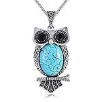 VIJASHOP Turquoise Owl Necklace Sta
