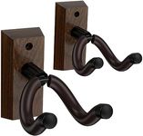 NUOSIYA Guitar Wall Mount Hanger 2 Pack, Walnut Guitar Hook Holder with Non-Slip Rubber Mat, Guitar Display Bracket Stand for Acoustic Electric Guitar, Bass, Mandolin, Banjo (Not for Ukulele)