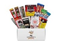 Carnivore's Jerky Snack Box: Assorted Beef Jerky by Top Brands with Local Bison Jerky, Blue Diamond Almonds, and Multi-Purpose Cheese Knife- 14 pieces - Perfect Gourmet Gift Set