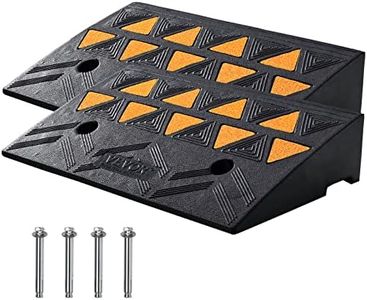 VEVOR Rubber Curb Ramp 2 Pack, 11 cm Rise Height Heavy-Duty 15 tons Load Capacity Threshold Ramps, Driveway Ramps with Stable Grid Structure for Cars, Wheelchairs, Bikes, Motorcycles