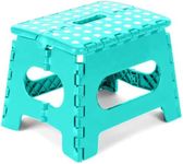 Casabella Kids Folding Step Stool 9" - Lightweight & Sturdy Foldable Step Stool for Kids & Adults - Non-Slip Plastic Folding Stool with Carry Handle, Ideal for Kitchen, Bathroom & Bedroom Teal