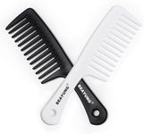 BEAYUNG 2PCS Large Wide Tooth Comb, Shower Combs, Hair comb for wet curly hair, Durable Hair Brush for Best Styling and Professional Hair Care(1Black,1White)