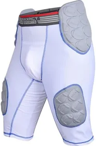 Exxact Sports Touchdown 5-Pad Adult Football Girdle for Men with Cup Pocket, Lightweight Padded Compression Shorts with Integrated Hip, Thigh, Tailbone Pads, Men's Girdle Football (A3XL, White)