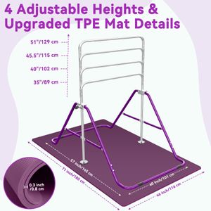 FBSPORT Kids Gymnastics Bar – Adjustable Training Bar, Purple