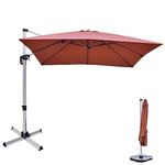 SFAREST 3M Patio Offset Umbrella, 360° Rotating Garden Parasol with Cross Base and Crank Handle, Tilting Outdoor Square Cantilever Umbrella for Beach, Garden, Market (Orange)