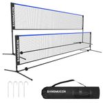 SANGMUCEN 5 m Badminton Net Set, Volleyball Net Outdoor, Height Adjustable,Portable with Carry Bag, Ideal Recreational Sports Net for Tennis, Kids Badminton or Volleyball Blue TBN005B