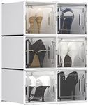 YITAHOME Shoe Storage Box, Set of 6 Shoe Storage Organizers Stackable Shoe Storage Box Rack Clear Drawer-White
