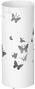 SONGMICS Porte parapluies en Métal, Rond, Support pour Parapluies, avec Un Plateau et Crochets, 49 x Ø 19,5 cm, Blanc LUC10W