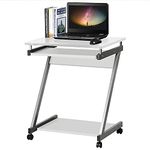 Yaheetech Movable Computer Desk Z-Shaped PC Table with Sliding Keyboard Laptop Table Computer Workstation for Home Office Study White, 60.2 x 48 x 74cm